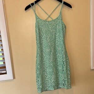 Teal lace dress